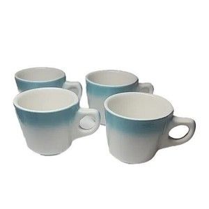Vintage Buffalo Turquoise Blue Coffee Tea Cups Retro 50s Diner Restaurant EUC